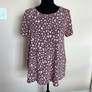 Sew in Love short sleeve tee plum with cream print size Medium